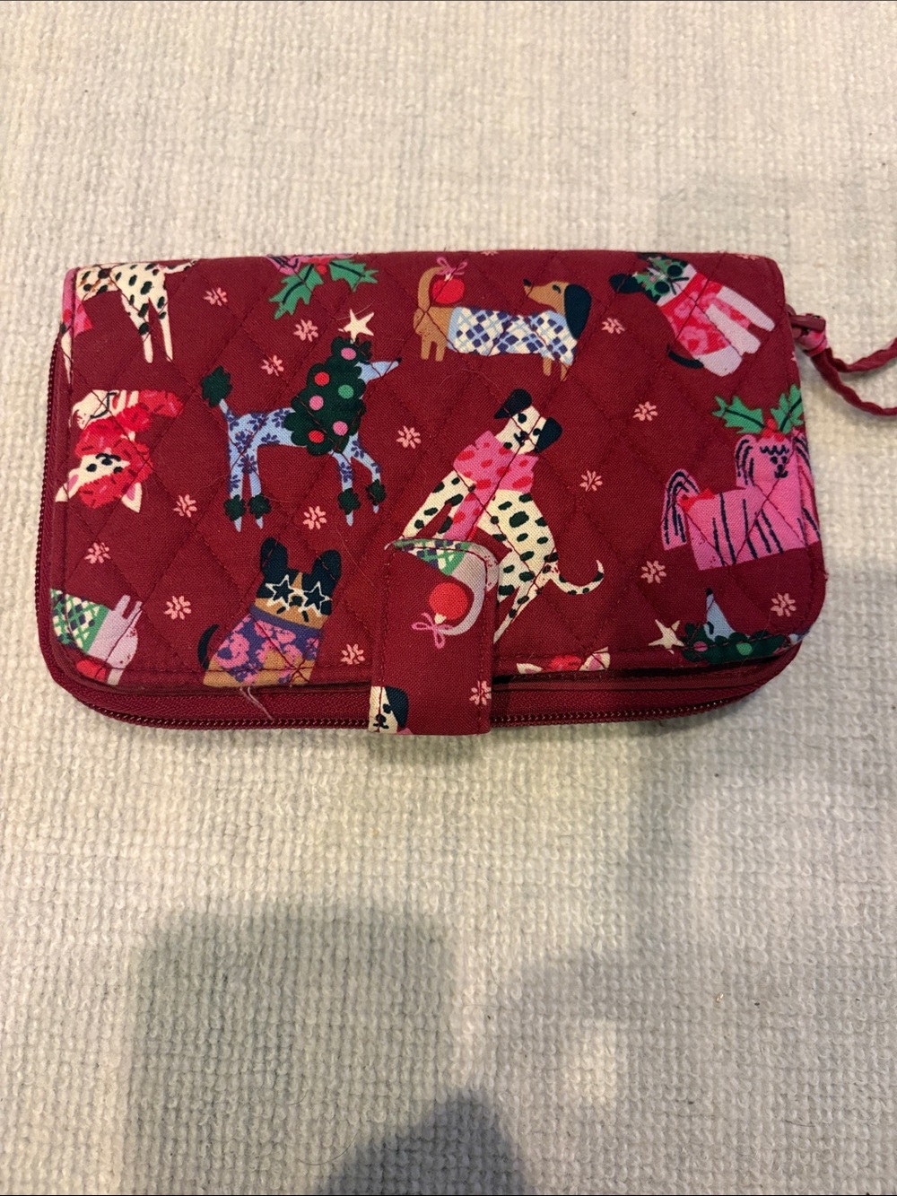 Vera Bradley Holiday Hounds - Quilted Dog Print Wallet Clutch.
